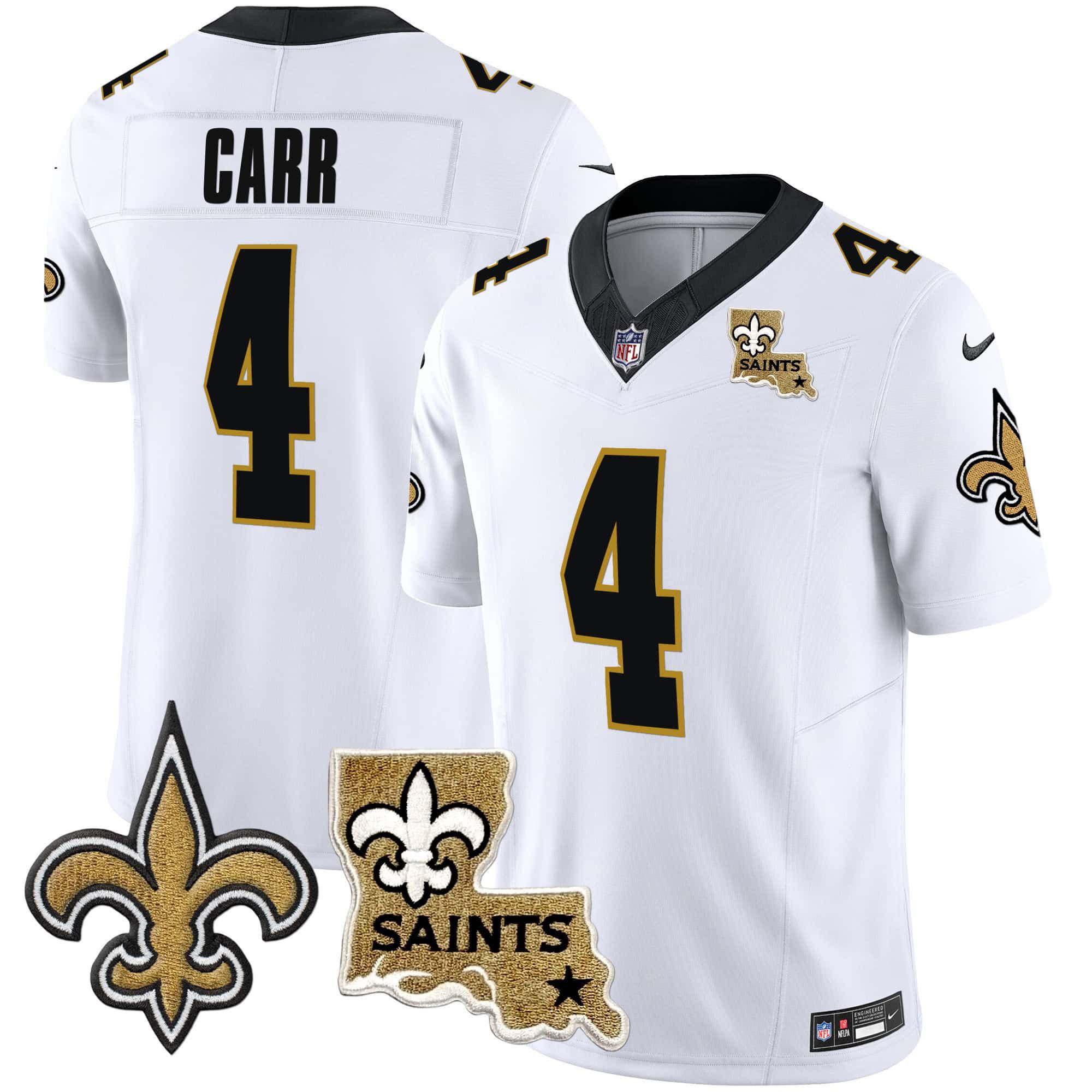 Men New Orleans Saints #4 Carr White 2024 Nike Vapor Limited NFL Jersey